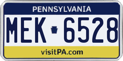PA license plate MEK6528