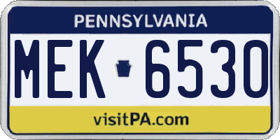 PA license plate MEK6530