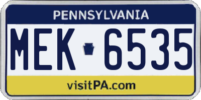 PA license plate MEK6535