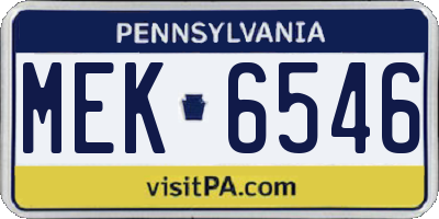 PA license plate MEK6546