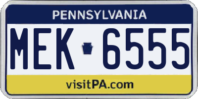 PA license plate MEK6555