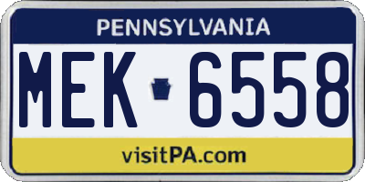 PA license plate MEK6558
