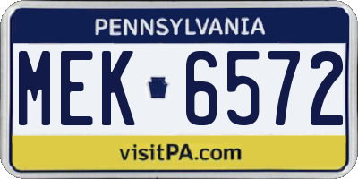 PA license plate MEK6572