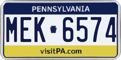 PA license plate MEK6574