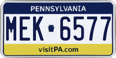 PA license plate MEK6577