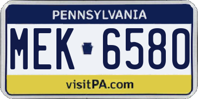 PA license plate MEK6580