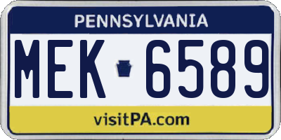PA license plate MEK6589