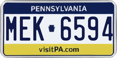 PA license plate MEK6594