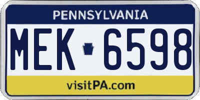 PA license plate MEK6598