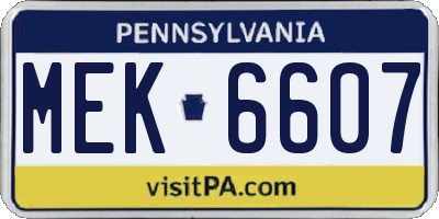 PA license plate MEK6607