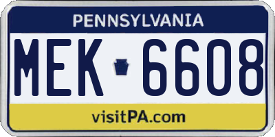 PA license plate MEK6608