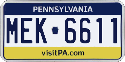 PA license plate MEK6611