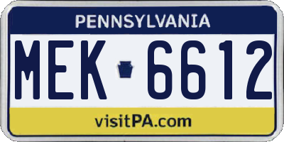 PA license plate MEK6612