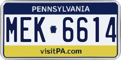 PA license plate MEK6614