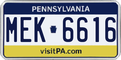 PA license plate MEK6616