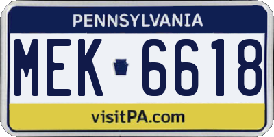PA license plate MEK6618