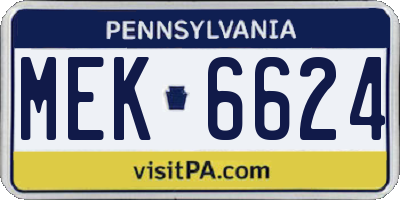 PA license plate MEK6624