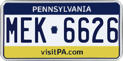 PA license plate MEK6626