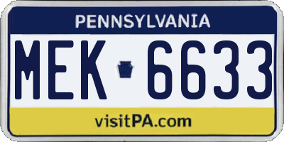PA license plate MEK6633
