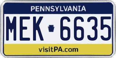 PA license plate MEK6635