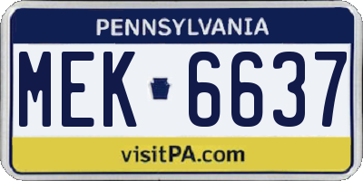 PA license plate MEK6637