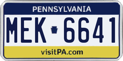 PA license plate MEK6641