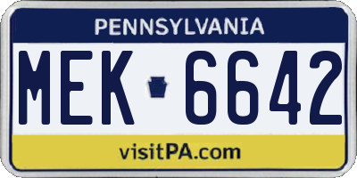 PA license plate MEK6642