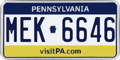 PA license plate MEK6646