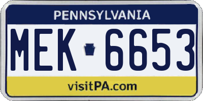 PA license plate MEK6653