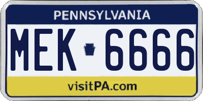 PA license plate MEK6666