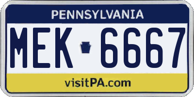PA license plate MEK6667