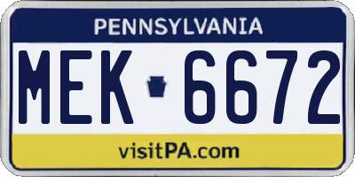 PA license plate MEK6672