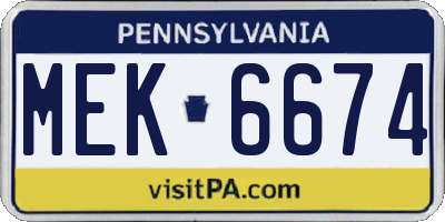 PA license plate MEK6674