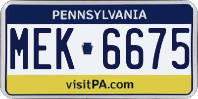 PA license plate MEK6675