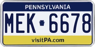 PA license plate MEK6678