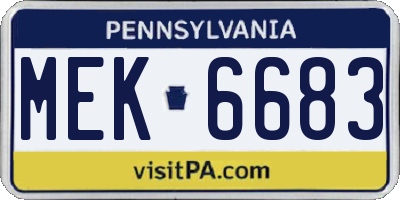 PA license plate MEK6683