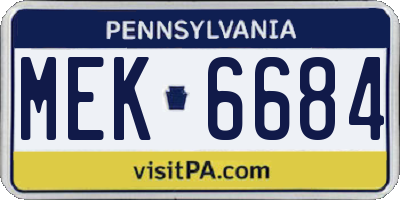 PA license plate MEK6684