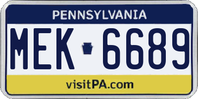 PA license plate MEK6689