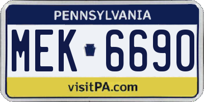 PA license plate MEK6690