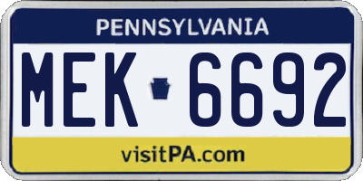 PA license plate MEK6692