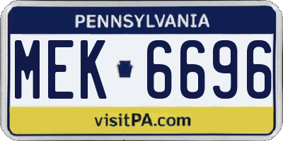 PA license plate MEK6696