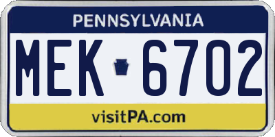 PA license plate MEK6702