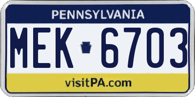 PA license plate MEK6703