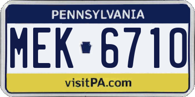 PA license plate MEK6710