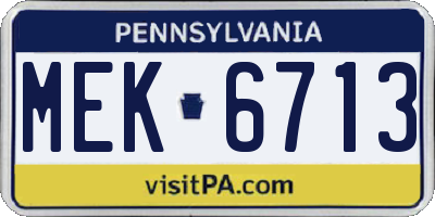PA license plate MEK6713