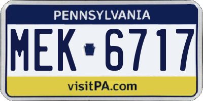PA license plate MEK6717