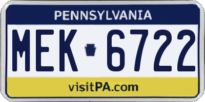 PA license plate MEK6722