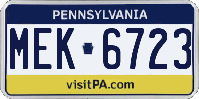 PA license plate MEK6723