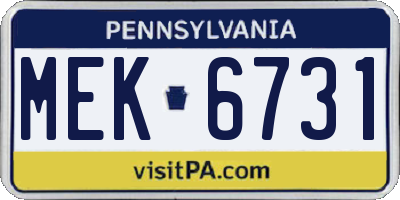 PA license plate MEK6731