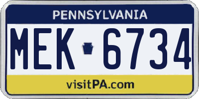 PA license plate MEK6734